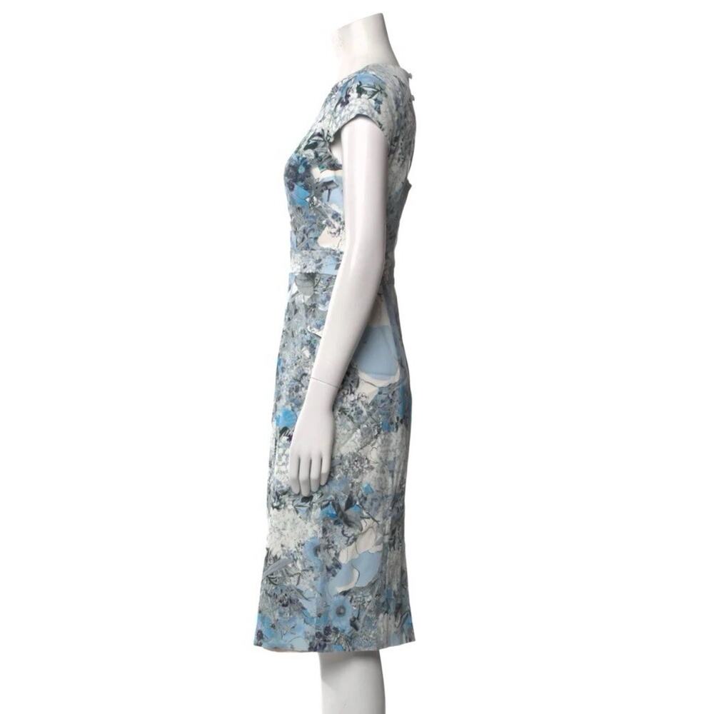 Erdem Blue Multi-Colored Floral Cap Sleeve Midi Dress UK 10/US 6 - - Picture 2 of 7